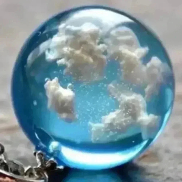 Blue Sky White Cloud Necklace Transparent Ball Shape Resin Pendant Necklace..NWT - Picture 3 of 5